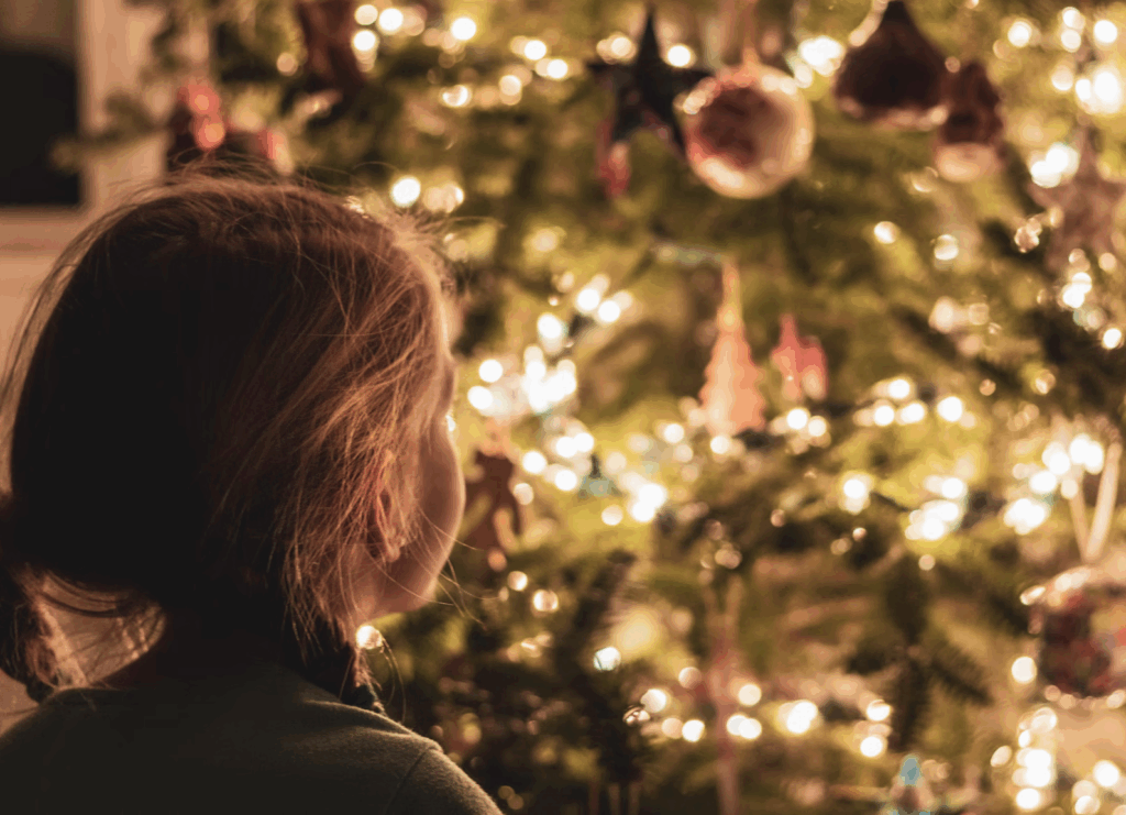 Christmas tree with child